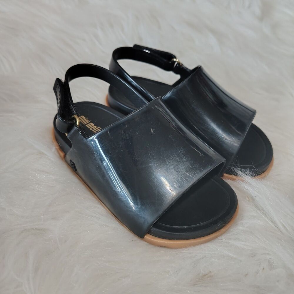 Mini Melissa Blk Beach Side Sandals Size 7 Toddler Girls